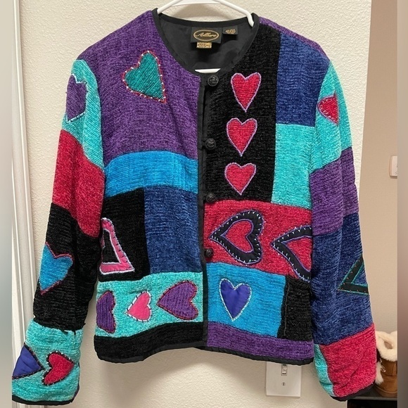 Allure Vintage Patchwork Jacket With Heart Embroidery - Picture 1 of 9